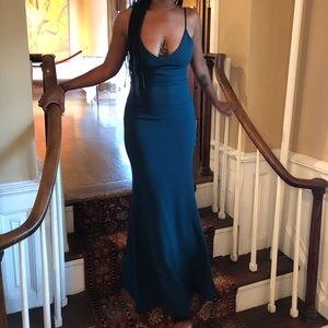 Teal floor length dress
